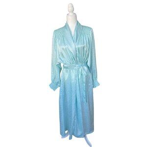 Vintage Gilligan O'Malley Robe Size L Satin Wrap Belted Long Coquette Grandma